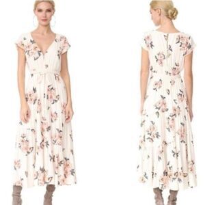 Free People All I Got Floral Maxi Dress Boho Peasant Women's Ivory Size 4